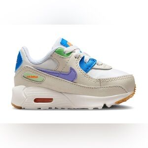 Nike Air Max 90 LTR Kids Sneakers in White, Purple, and Green